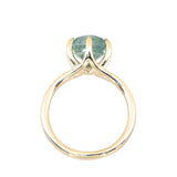 2.60ct Unheated Hexagon Montana Sapphire Low Profile Six Prong Split Shank Solitaire in 18k Yellow Gold