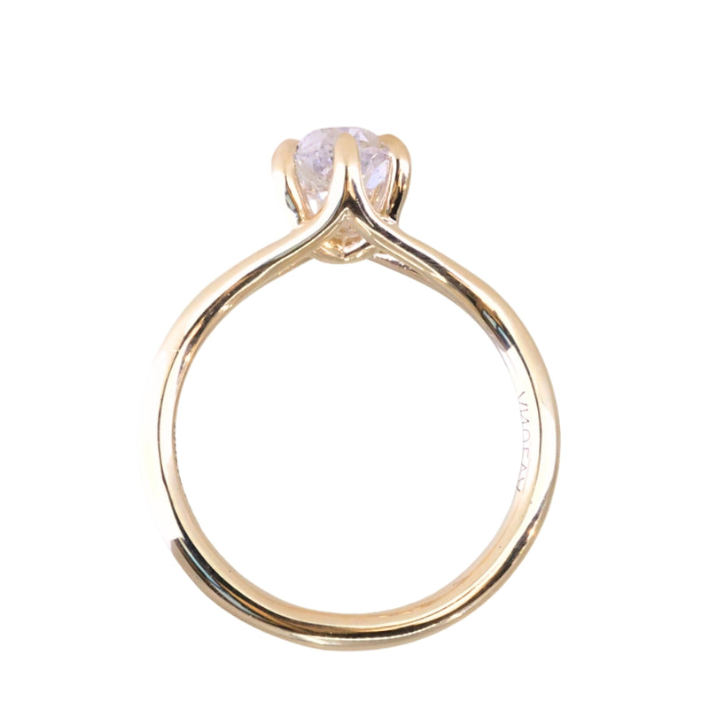 1.18ct Natural Canadian Pear Modern "Antique Cut" Diamond Low Profile Six Prong Split Shank Solitaire in 14k Yellow Gold