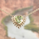 1.85ct Green Trillion Madagascar Sapphire Vine Frame Necklace in 14k Yellow Gold