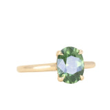 1.75ct Oval Teal Green Untreated Nigerian Sapphire Hidden Halo Solitaire in 14k Yellow Gold