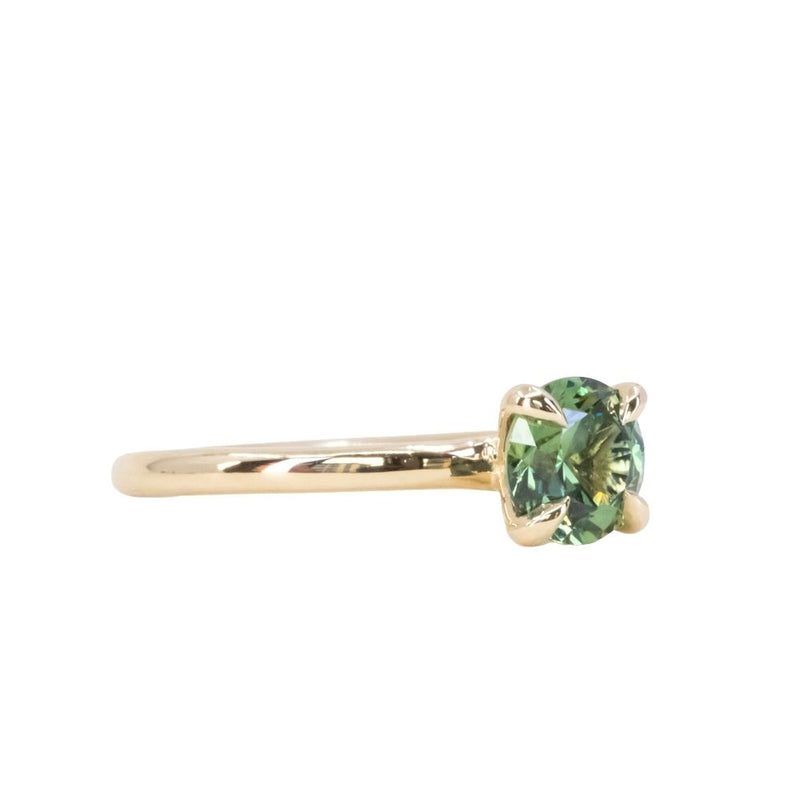 1.16ct Round Green Australian Sapphire Classic 4 Prong Solitaire in 14k Yellow Gold