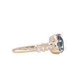 2.01ct Untreated Teal Pear Sapphire Low Profile 5 Prong Vine Solitaire with Diamonds in 14k Yellow Gold