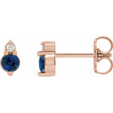 Sapphire + Diamond Accent Stud Earrings in 14k Gold