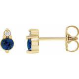 Sapphire + Diamond Accent Stud Earrings in 14k Gold