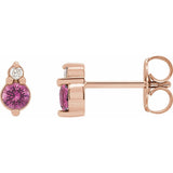 Sapphire + Diamond Accent Stud Earrings in 14k Gold