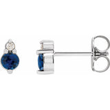Sapphire + Diamond Accent Stud Earrings in 14k Gold