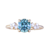 1.47ct Round Untreated Montana Sapphire and Diamond Starry Night Low Profile Solitaire in 14k Yellow Gold