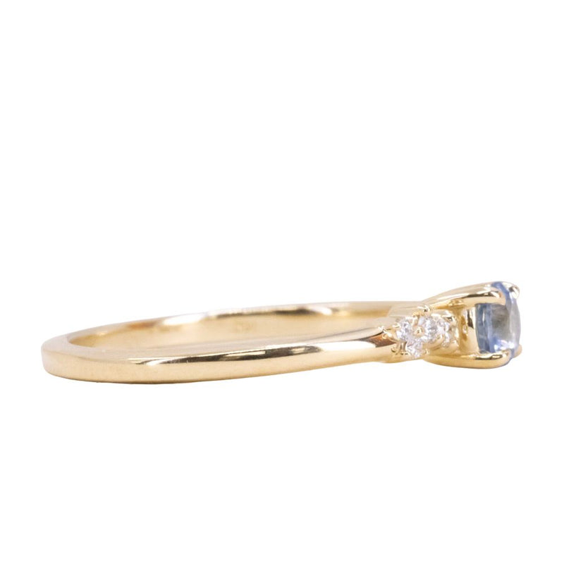 Blue Sapphire and Diamond "Micro" Starry Night Low Profile Solitaire in 14k Yellow Gold
