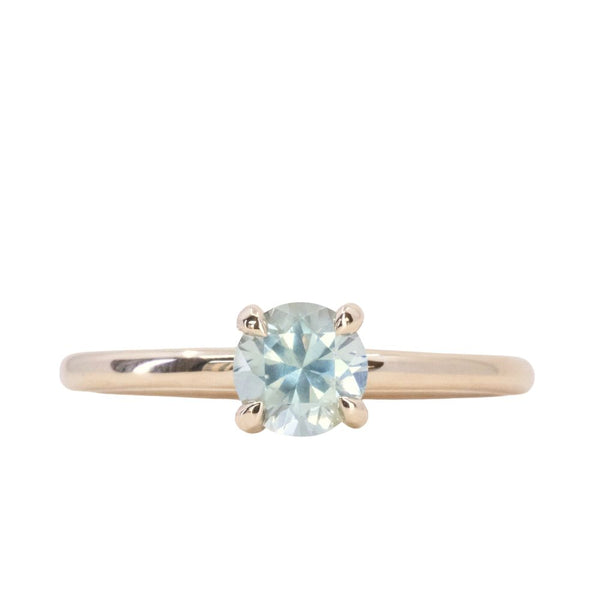 0.83ct Round Light Blue Untreated Montana Sapphire Classic 4 Prong Solitaire in 14k Yellow Gold