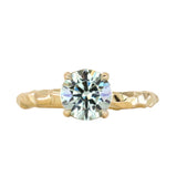 1.64ct Round "Hearts & Arrows" Cut Untreated Montana Sapphire 4 Prong Solitaire Evergreen Ring in 18k Yellow Gold