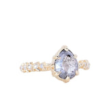 1.70ct Pear Rosecut Salt and Pepper Diamond Low Profile 6 Prong Vine Solitaire with Diamonds in 14k Yellow