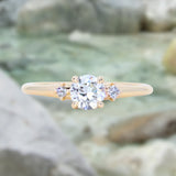 0.52ct Vintage Transitional Cut Diamond and Princess Cut Diamond Rapids Low Profile Ring in 14k Yellow Gold