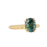 2.03ct Untreated Australian Oval Parti Sapphire Cathedral Double Prong Solitaire in 18k Yellow Gold