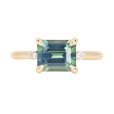 2.24ct Emerald Cut Untreated Madagascar Sapphire and Diamond Low Profile East-West Ring in 14k Yellow Gold