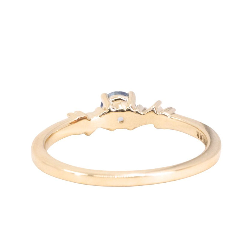 Blue Sapphire and Diamond "Micro" Starry Night Low Profile Solitaire in 14k Yellow Gold