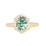 2.05ct Untreated Madagascar Oval Sapphire and Diamond Hexagon Stackable Halo in 14k Yellow Gold