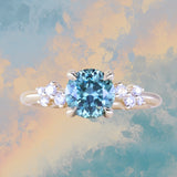 1.47ct Round Untreated Montana Sapphire and Diamond Starry Night Low Profile Solitaire in 14k Yellow Gold