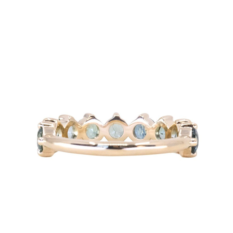 9-Stone Madagascar Sapphire Compass Set Low Profile Line Band