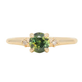 0.84ct Round Australian Parti Sapphire and Princess Cut Diamond Rapids Low Profile Ring in 14k Yellow Gold
