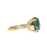 7.19ct Oval Light Teal Seafoam Madagascar Sapphire and Princess Cut Diamond Rapids Low Profile Ring in 18k Yellow Gold