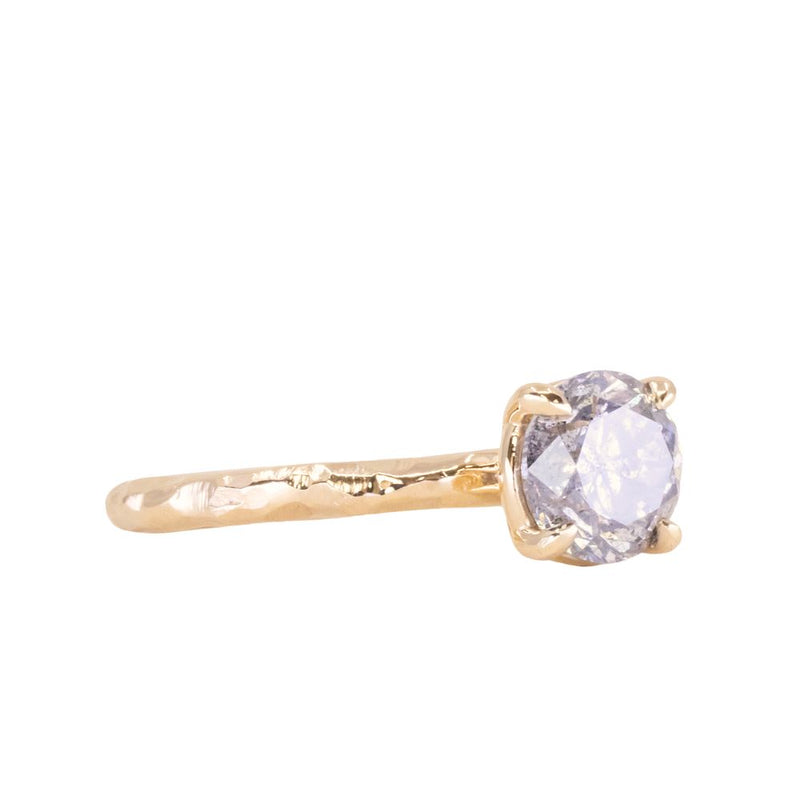 1.61ct Round Brilliant Salt & Pepper Diamond Evergreen 4 Prong Solitaire in 14k Yellow Gold