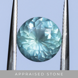 2.22CT ROUND MONTANA SAPPHIRE, SILKY SOFT LIGHT AQUA BLUE, 8.1MM - APPRAISED STONE