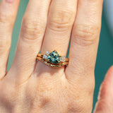 1.92ct Trillion Montana Sapphire and Natural Diamond Mountainscape Ring in 18k Yellow Gold
