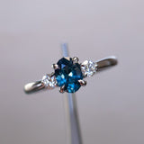 1.22ct Parti Nigerian Blue Sapphire and Lab Diamond Three Stone Ring in 14K White Gold