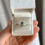 1.56ct Australian Marquise Parti Sapphire Low Profile 6 Prong Evergreen Solitaire in 14k Green Gold