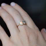 Toi Et Moi 1.16ct Salt and Pepper Diamond and Opal Ring in 14k Yellow gold