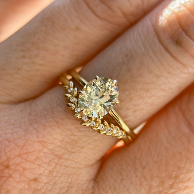 1.73ct Oval Reclaimed/Vintage Oval Pastel Sapphire Lotus Six Prong Solitaire in 14k Yellow Gold