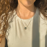 1.87ct ANZA Green Trillion Untreated Tanzanian Sapphire Vine Frame Necklace in 14k Yellow Gold