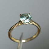 1.66ct Round Untreated Montana Sapphire Four Prong Cathedral Solitaire in 18k Yellow Gold