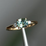 2.02ct Untreated Cushion Parti Sapphire and Diamond Low Profile Evergreen East-West Ring in 14k Yellow Gold