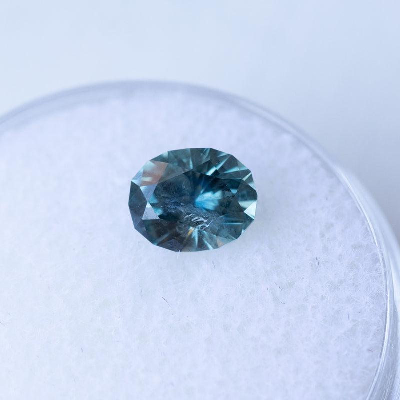 1.39CT OVAL PRECISION CUT MONTANA SAPPHIRE, MEDIUM TEAL BLUE GREEN, 6.9X6X4MMMM