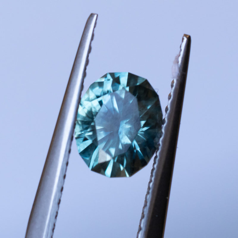 1.39CT OVAL PRECISION CUT MONTANA SAPPHIRE, MEDIUM TEAL BLUE GREEN, 6.9X6X4MMMM