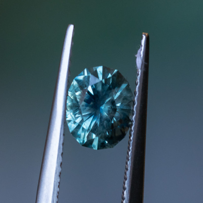 1.39CT OVAL PRECISION CUT MONTANA SAPPHIRE, MEDIUM TEAL BLUE GREEN, 6.9X6X4MMMM