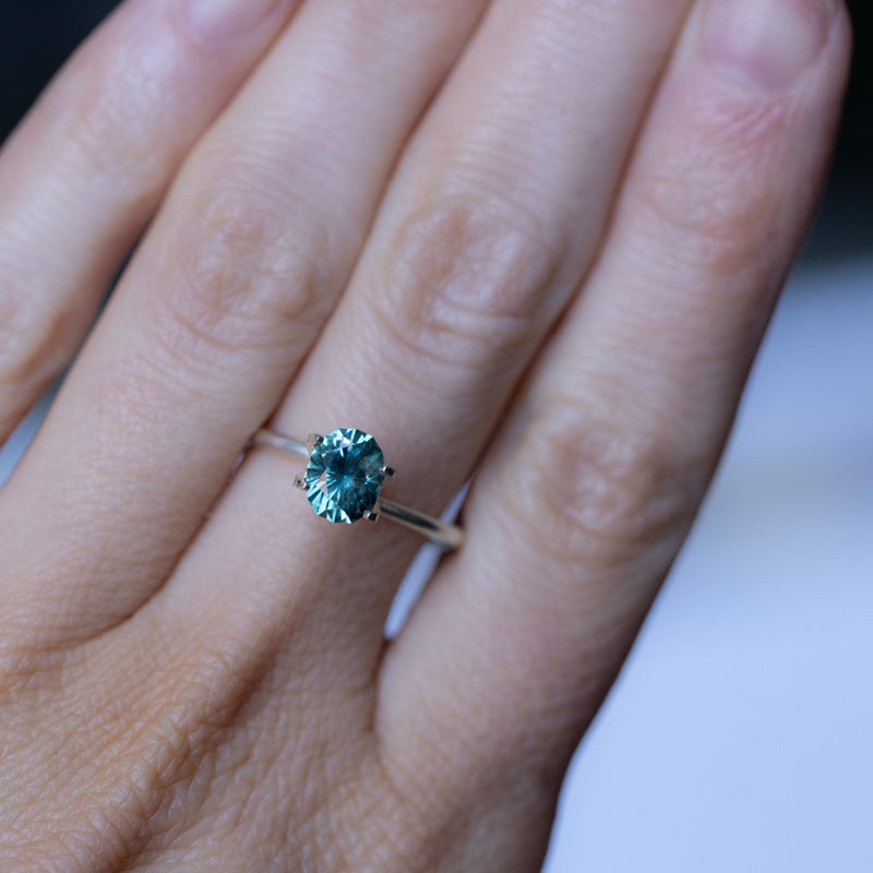 1.39CT OVAL PRECISION CUT MONTANA SAPPHIRE, MEDIUM TEAL BLUE GREEN, 6.9X6X4MMMM