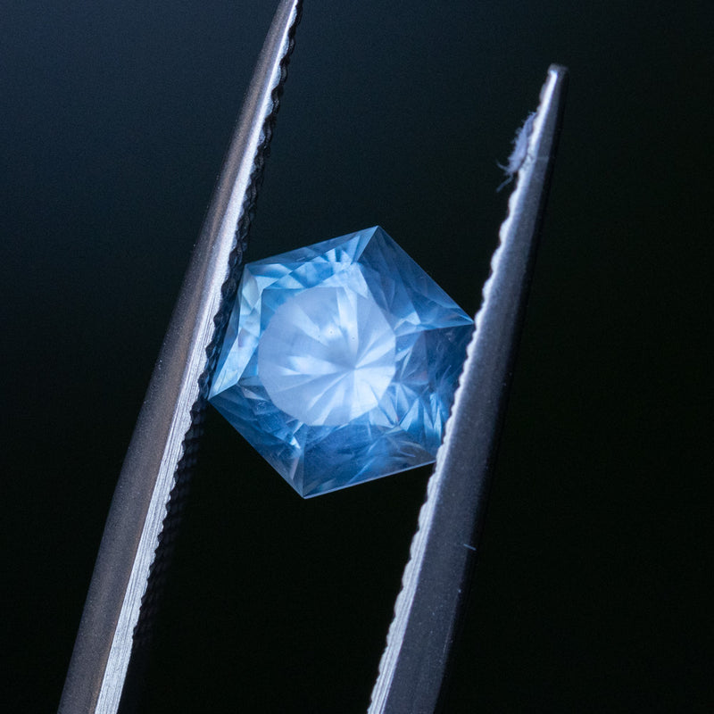 2.05CT HEXAGON BRILLIANT MONTANA SAPPHIRE, PERIWINKLE BLUE, UNTREATED, 7.5X6.5X5MM