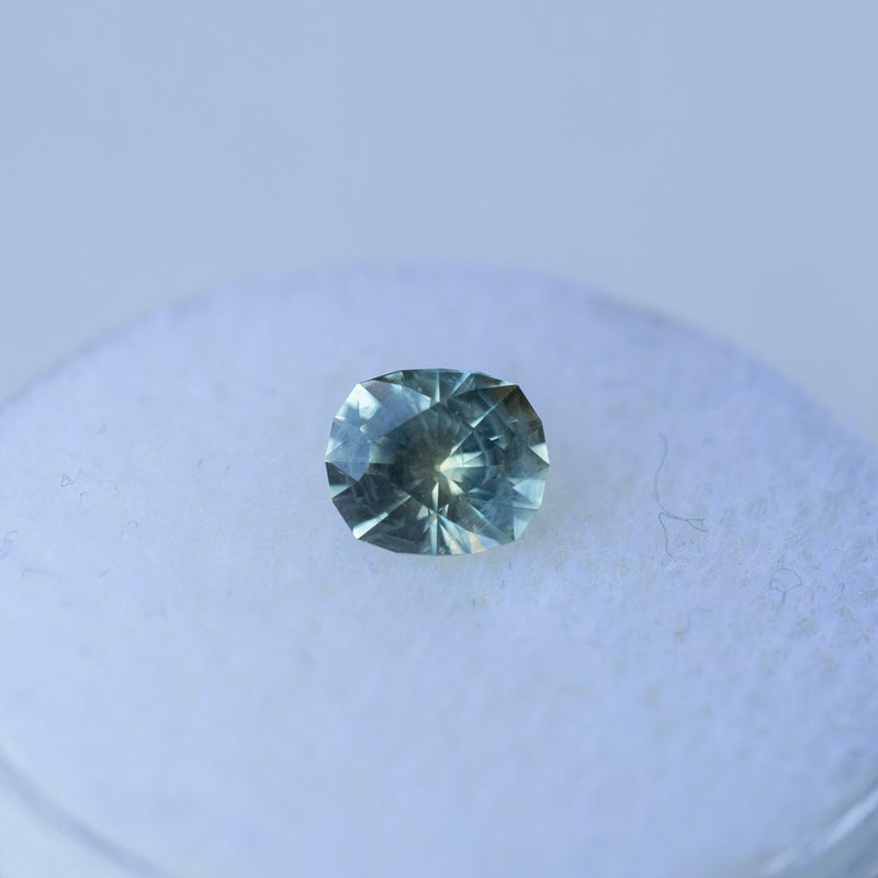 0.91CT ELONGATED CUSHION PRECISION CUT MONTANA SAPPHIRE, GREEN YELLOW, 6X5X3.5MM
