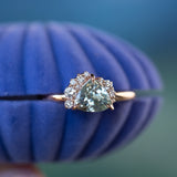 2.19ct Untreated Trillion Sapphire and Diamond Asymmetrical Cluster Ring in 14k Rose Gold