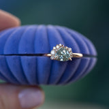 2.19ct Untreated Trillion Sapphire and Diamond Asymmetrical Cluster Ring in 14k Rose Gold