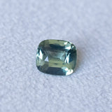 1.60CT CUSHION MADAGASCAR SAPPHIRE, LIGHT SAGE GREEN WITH YELLOW AND BLUE, 7.29X6.39X3.84MM
