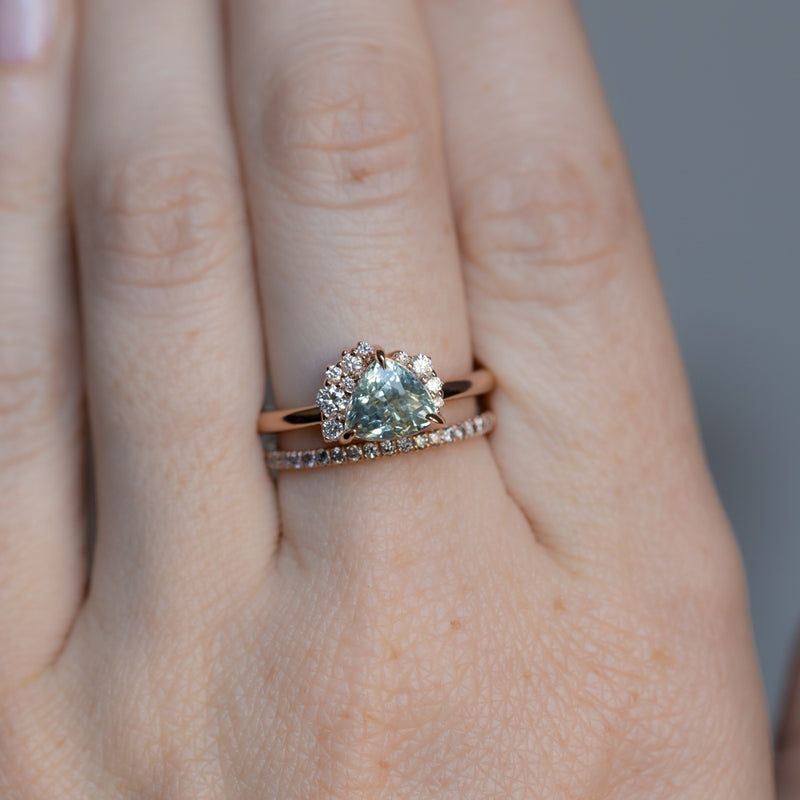 2.19ct Untreated Trillion Sapphire and Diamond Asymmetrical Cluster Ring in 14k Rose Gold