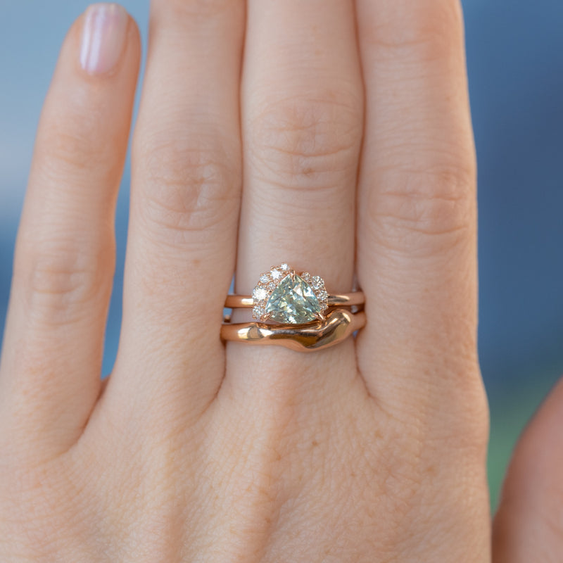 2.19ct Untreated Trillion Sapphire and Diamond Asymmetrical Cluster Ring in 14k Rose Gold