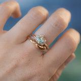 2.19ct Untreated Trillion Sapphire and Diamond Asymmetrical Cluster Ring in 14k Rose Gold