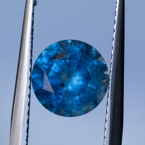 2.12CT ROUND MONTANA SAPPHIRE, VIBRANT OCEAN TEAL BLUE, 7.69X5.03MM