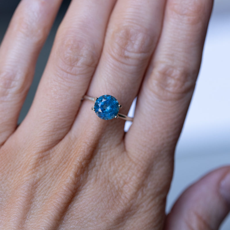 2.12CT ROUND MONTANA SAPPHIRE, VIBRANT OCEAN TEAL BLUE, 7.69X5.03MM