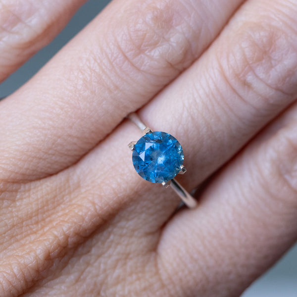 2.12CT ROUND MONTANA SAPPHIRE, VIBRANT OCEAN TEAL BLUE, 7.69X5.03MM