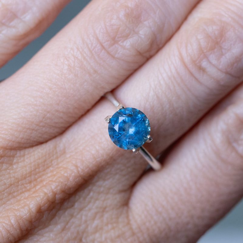 2.12CT ROUND MONTANA SAPPHIRE, VIBRANT OCEAN TEAL BLUE, 7.69X5.03MM